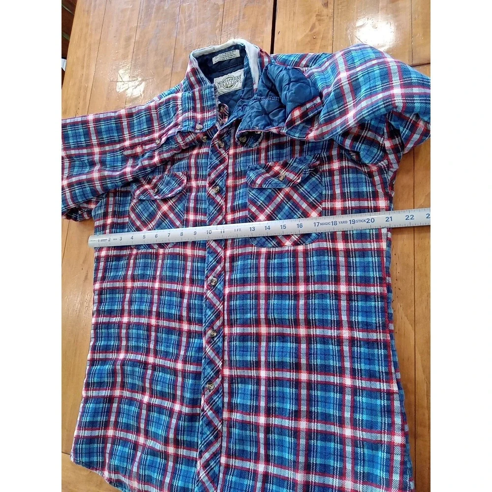 Vintage Northwest Territory Flannel Shacket Men's M Plaid Red Blue Lined Shirt